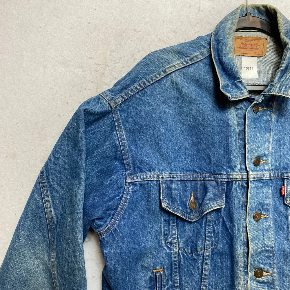 Levi's Denim Trucker Jacket Mens Large Blue Vintage 90s Made in USA 70507-0214 - Picture 5 of 12